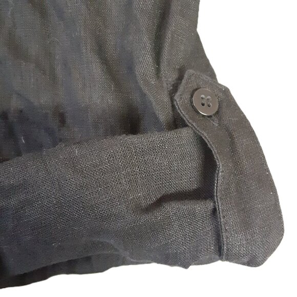 Baird McNutt Men's Top 2XB Black Pullover Roll Tab V-Neck 100% Linen Easy Care - Picture 7 of 7